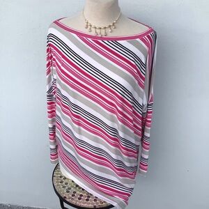 Rare Yellow Label St. John Mexico Striped Women's Top Assymetrical Multicolor